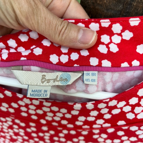Boden Red & White Portia Blossom Dress Sz 8 Regular - Picture 3 of 15